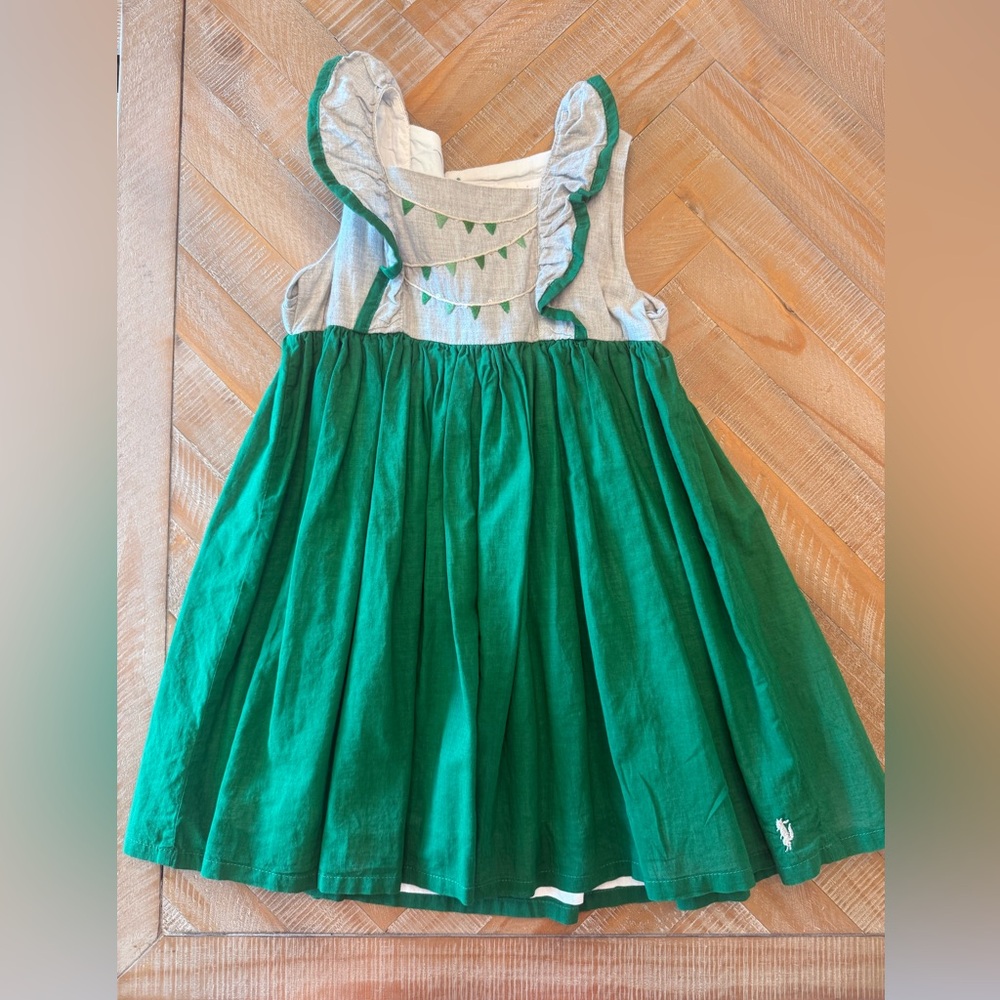 Well Dressed Wolf Christmas Banner Green Sleeveless Dress 4t